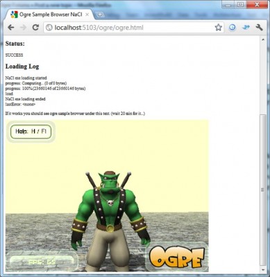 The Native Client module executed in this page draws Ogre Sample Browser.