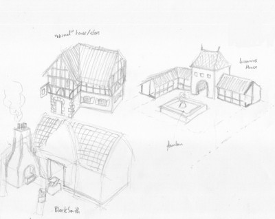concept art for medieval buildings