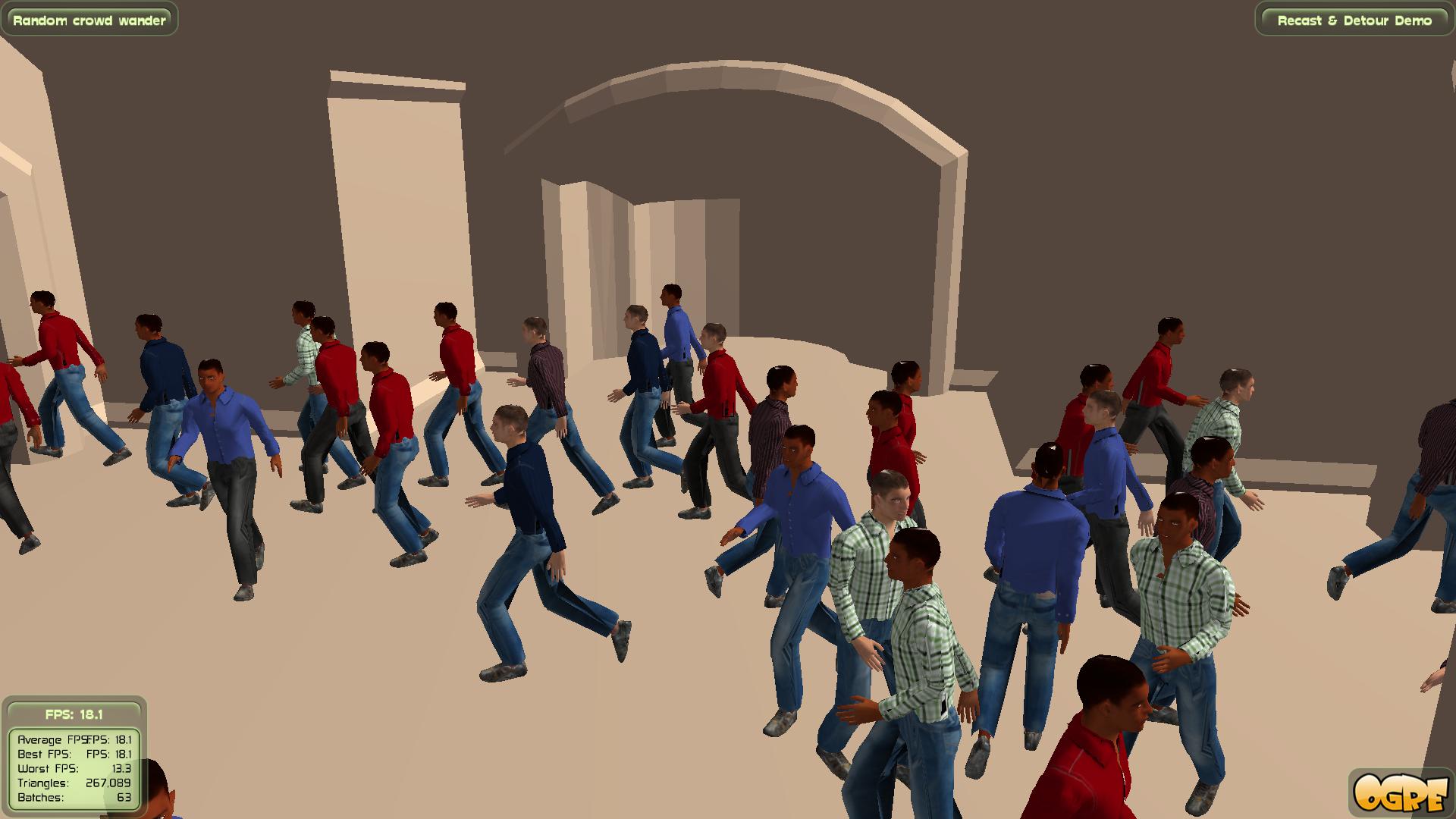 A crowd of MakeHuman characters